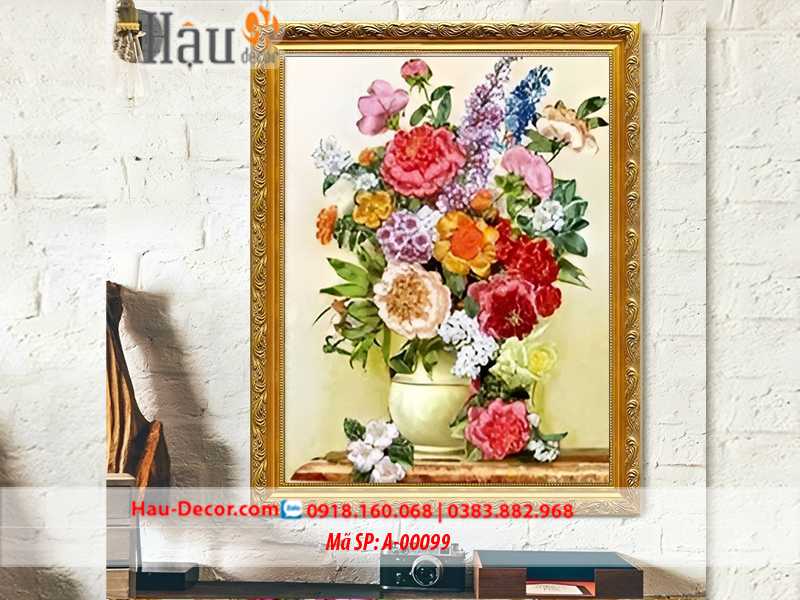 Kit tranh thêu ruy băng  Lọ Hoa Nghệ Thuật A-00099