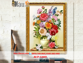 Kit tranh thêu ruy băng  Lọ Hoa Nghệ Thuật A-00099