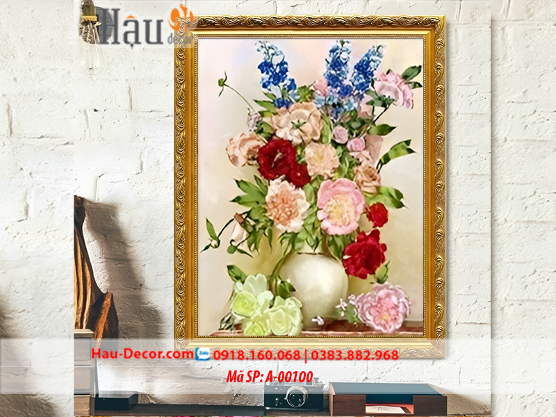 Kit tranh thêu ruy băng  Lọ Hoa Nghệ Thuật A-00100