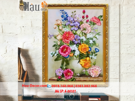 Kit tranh thêu ruy băng  Lọ Hoa Nghệ Thuật A-00101