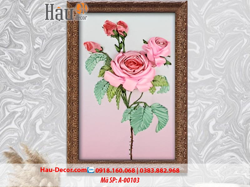 Kit tranh thêu ruy băng Bông Hoa Hồng Nghệ Thuật A-00103
