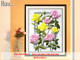 Kit tranh thêu ruy băng Hoa Hồng A-00113