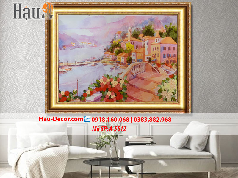 Kit tranh thêu ruy băng Phố Biển A-5512