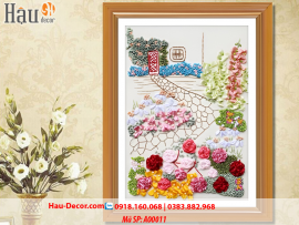 Kit tranh thêu ruy băng Vườn Hoa A00011
