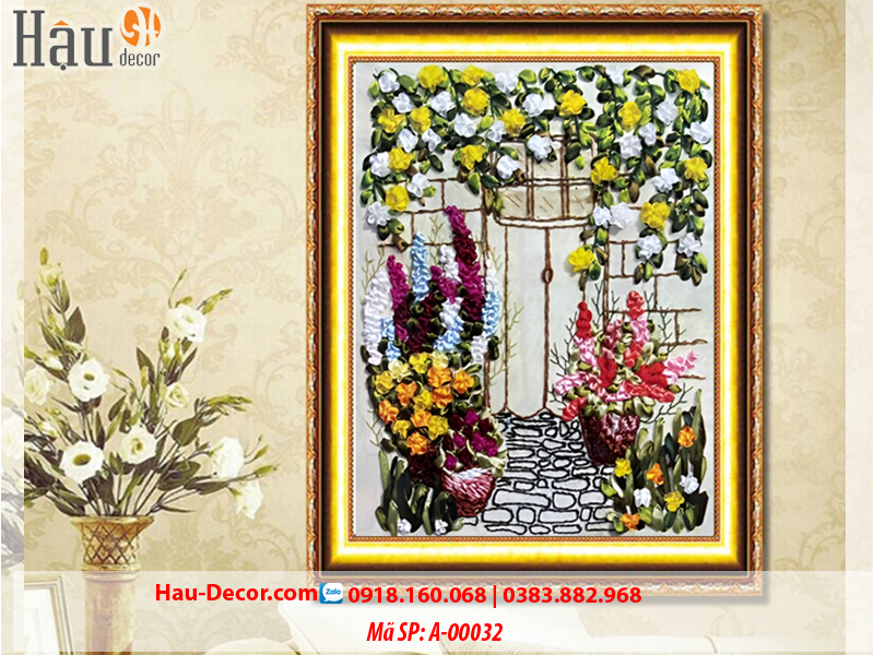 Kit tranh thêu ruy băng Vườn Hoa A-00032