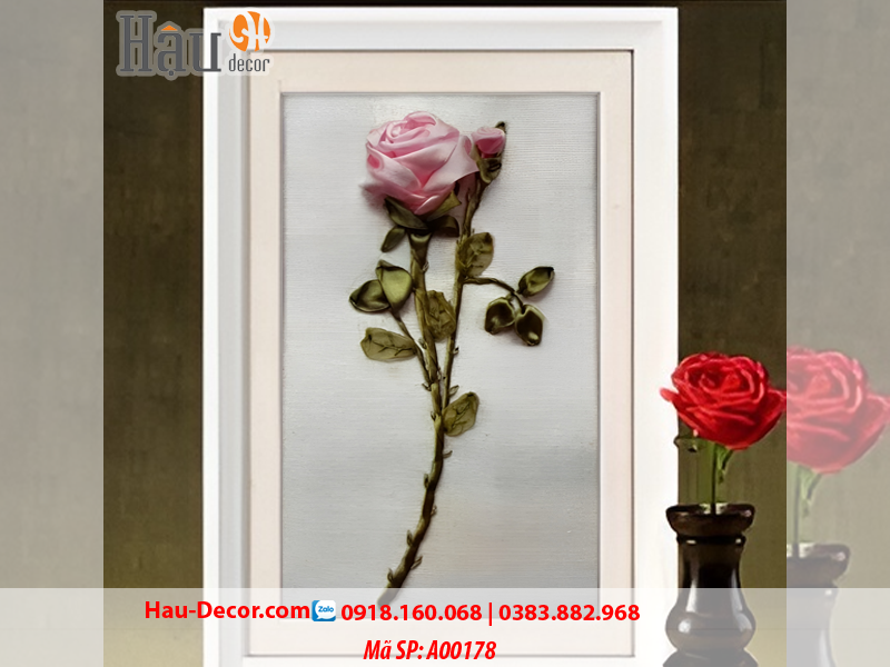 Kit tranh thêu ruy băng Bông Hoa Hồng A00178