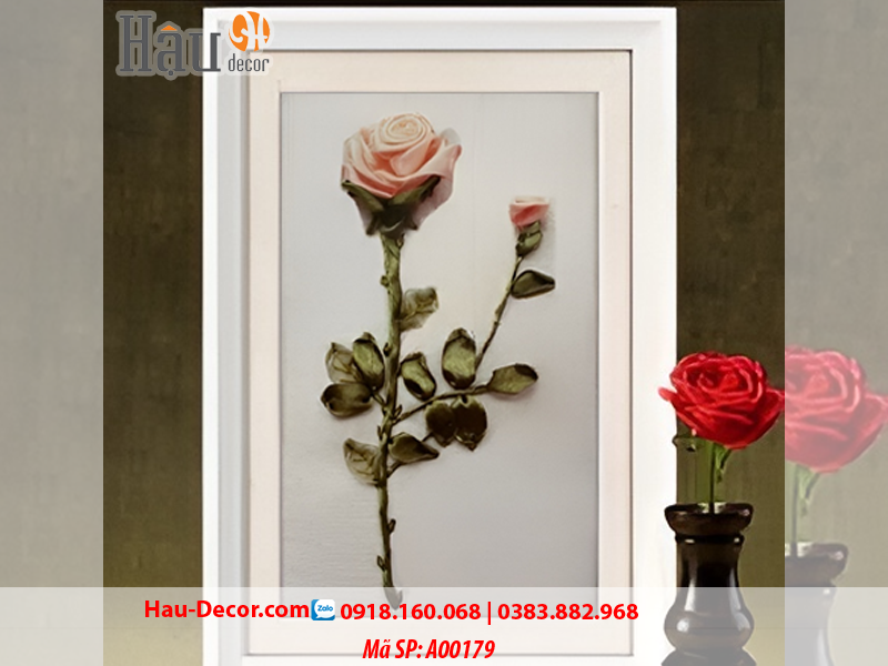 Kit tranh thêu ruy băng Bông Hoa Hồng A00179