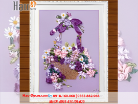 Kit tranh thêu ruy băng Giỏ Hoa Nghệ Thuật AD01-015 / OS-020
