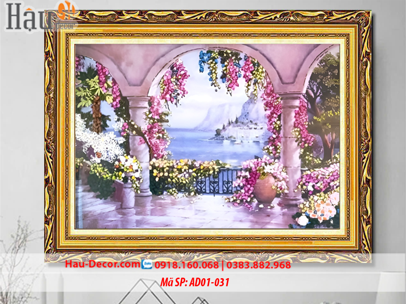 Kit tranh thêu ruy băng Thềm Hoa Bên Biển AD01-031