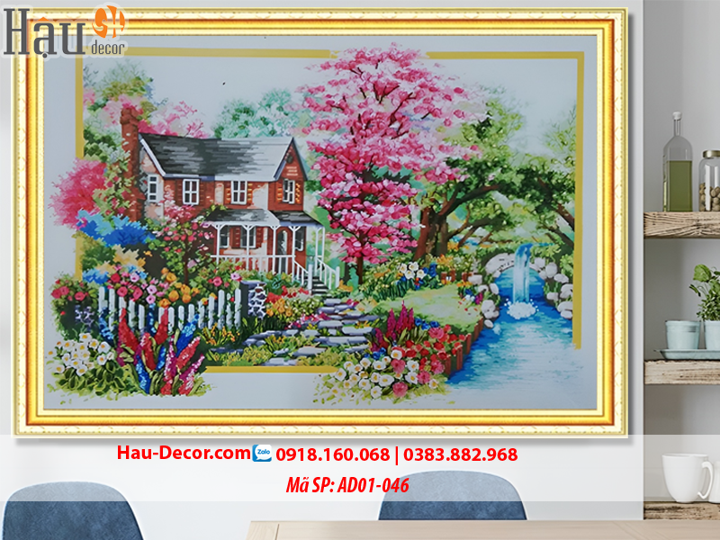 Kit tranh thêu ruy băng Tổ Ấm Hạnh Phúc AD01-046