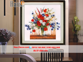 Kit tranh thêu ruy băng Lọ Hoa Nghệ Thuật AD01-056
