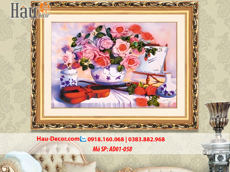 Kit tranh thêu ruy băng Khoảnh Khắc Hạnh Phúc AD01-058