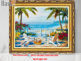 Kit tranh thêu ruy băng Cảnh Đẹp Bên Biển AD01-059