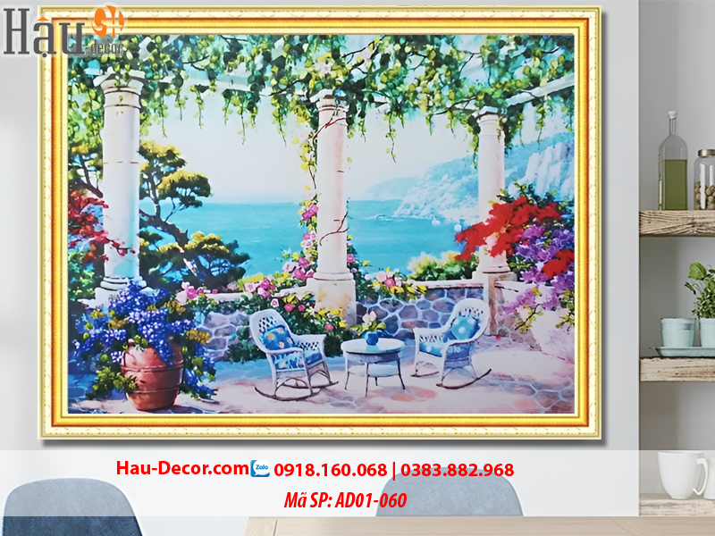 Kit tranh thêu ruy băng Cảnh Đẹp Bên Biển AD01-060