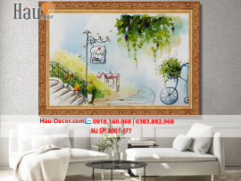 Kit tranh thêu ruy băng Trạm Bus Hạnh Phúc AD01-071