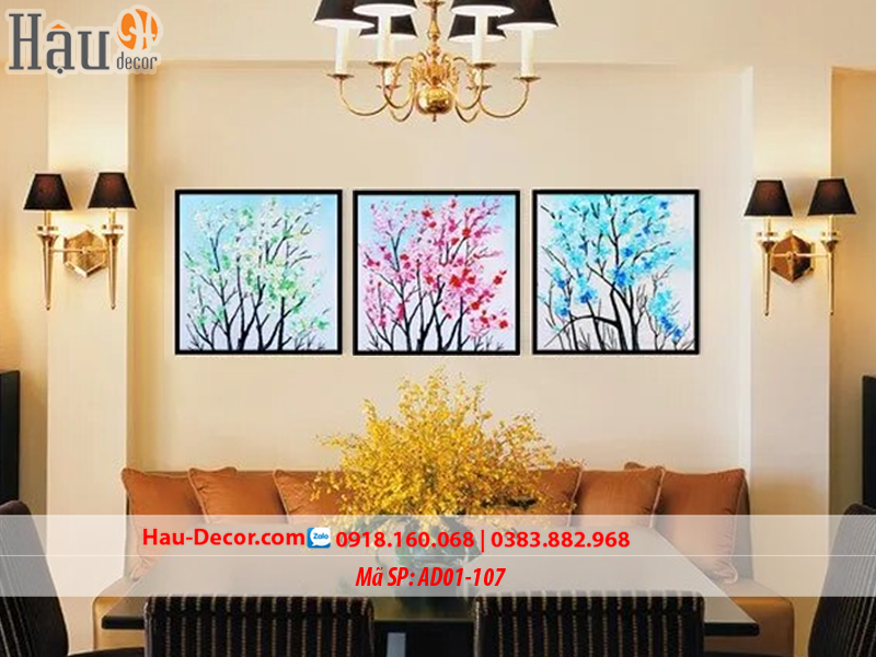 Kit tranh thêu ruy băng Bộ 3 bức Cây Nghệ Thuật AD01-107