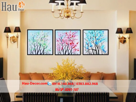 Kit tranh thêu ruy băng Bộ 3 bức Cây Nghệ Thuật AD01-107