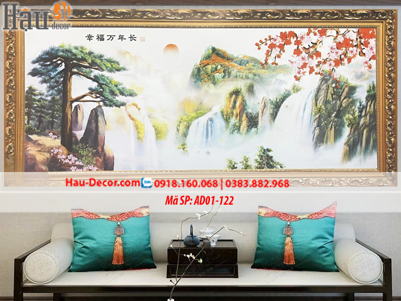 Kit tranh thêu ruy băng Phong cảnh Hạnh Phúc Vạn Trường Tồn AD01-122