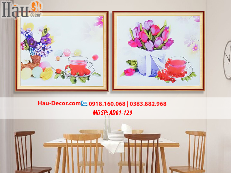 Kit tranh thêu ruy băng Bộ 2 bức Hoa Quả AD01-129