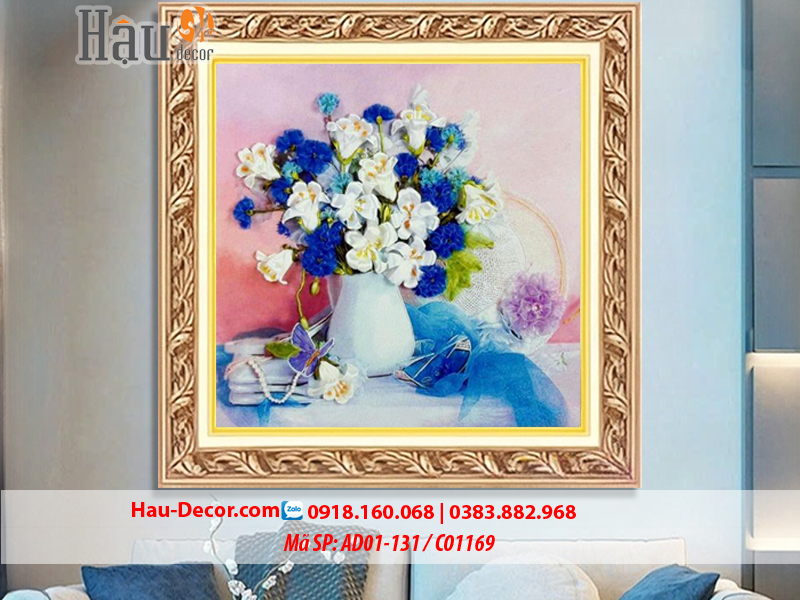 Kit tranh thêu ruy băng Lọ Hoa Nghệ Thuật AD01-131/ C01169