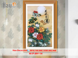 Kit tranh thêu ruy băng Mẫu Đơn Thưởng Nguyệt AD01-136