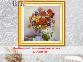 Kit tranh thêu ruy băng Lọ Hoa Nghệ Thuật AD01-144