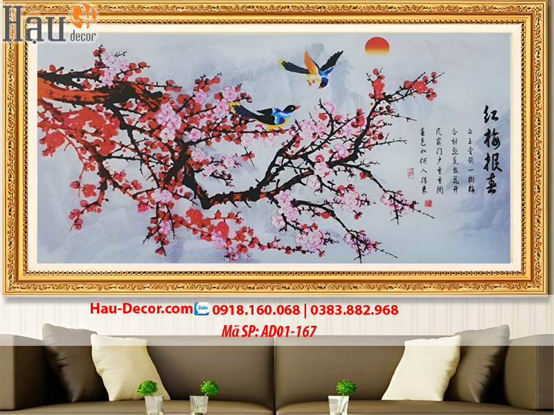 Kit Tranh thêu ruy băng Hoa Khai Phú Quý AD01-167