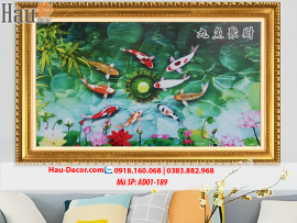 Kit tranh thêu ruy băng Cửu Ngư Phát Tài ad01-189