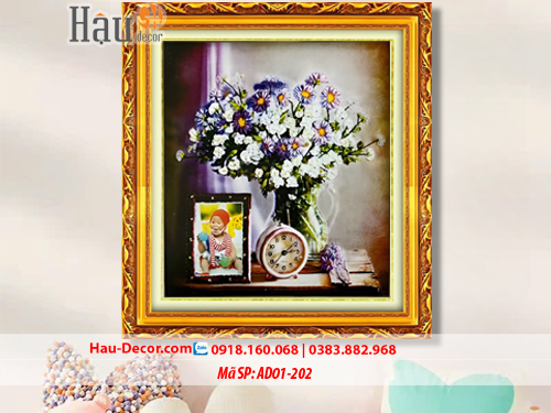 Kit tranh thêu ruy băng Lọ Hoa Nghệ Thuật AD01-202