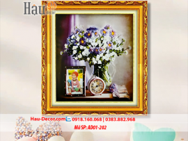 Kit tranh thêu ruy băng Lọ Hoa Nghệ Thuật AD01-202
