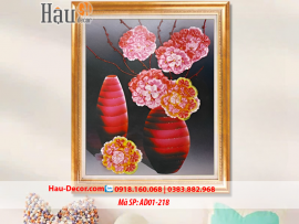 Kit tranh thêu ruy băng Lọ Hoa Nghệ Thuật AD01-218