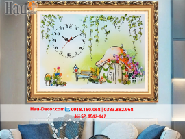 Kit tranh thêu ruy băng Đồng Hồ Tổ Ấm Hạnh Phúc AD02-047