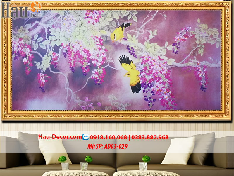 Kit tranh thêu ruy băng Hỷ Thước Đăng Mai - Hoa Khai Phú Quý AD03-029