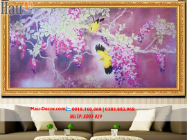 Kit tranh thêu ruy băng Hỷ Thước Đăng Mai - Hoa Khai Phú Quý AD03-029