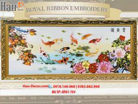 Kit tranh thêu ruy băng cửu ngư phát tài ad03-104