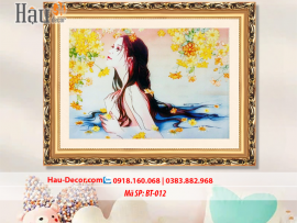 Kit tranh thêu ruy băng Cô Gái BT-012