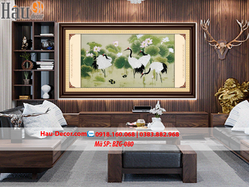 Kit tranh thêu ruy băng Phú Quý Cát Tường - Hạc Sen BZG-080