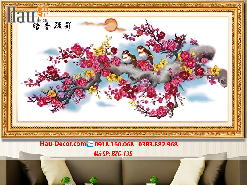 Kit Tranh thêu ruy băng Hoa Khai Phú Quý BZG-135