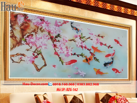 Kit tranh thêu ruy băng Cửu Ngư Phát Tài BZG-162