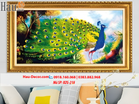 Kit tranh thêu ruy băng Khổng Tước Phú Quý BZG-218