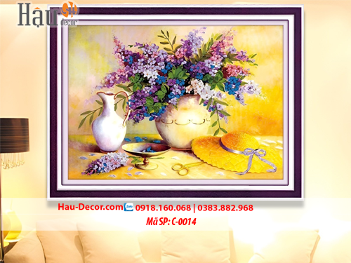 Kit tranh thêu ruy băng Lọ Hoa Nghệ Thuật C-0014