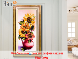 Kit tranh thêu ruy băng Lọ Hoa Hướng Dương Nghệ Thuật C-0041