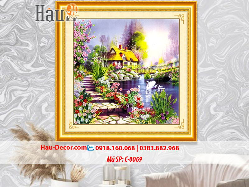 Tranh thêu ruy băng Tổ Ấm Hạnh Phúc C-0069