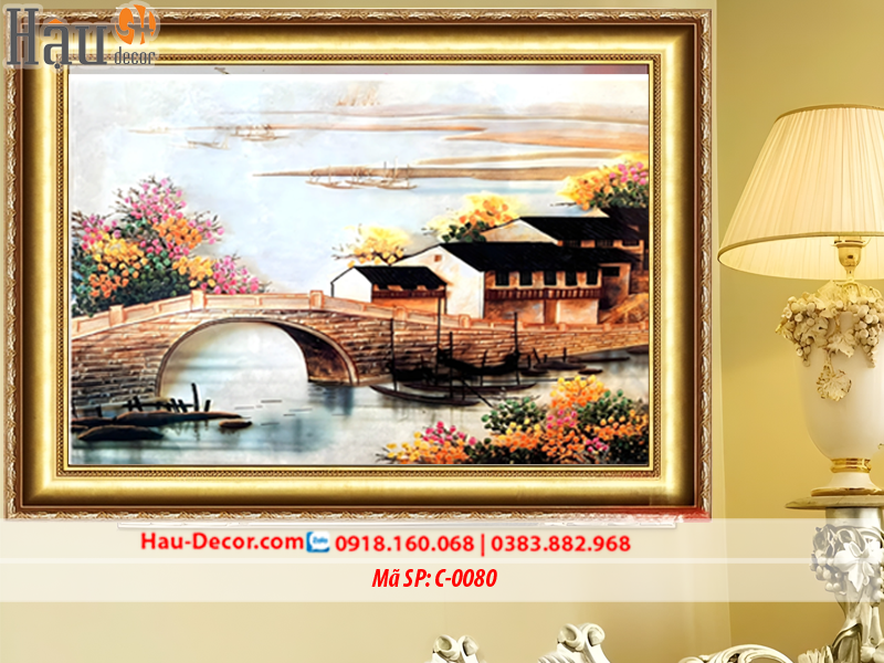 Kit tranh thêu ruy băng Dòng Sông Quê Hương C-0080