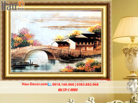 Kit tranh thêu ruy băng Dòng Sông Quê Hương C-0080