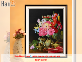 Kit tranh thêu ruy băng Lọ Hoa Nghệ Thuật C-0083