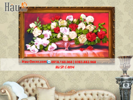 Kit tranh thêu chữ thập Lọ Hoa Hồng Nghệ Thuật C-0094