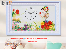Kit tranh thêu ruy băng Đồng hồ Cô Bé Đáng Yêu C-0102