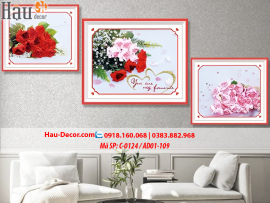 Kit tranh thêu ruy băng Bộ 3 bức Hoa Hồng C-0124 / AD01-109