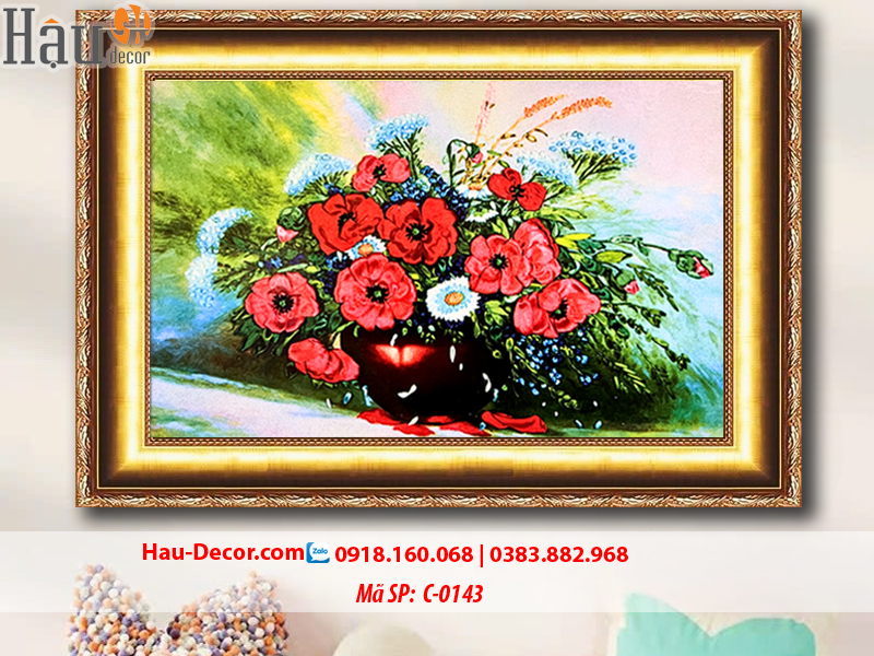Kit tranh thêu ruy băng Lọ Hoa Nghệ Thuật C-0143